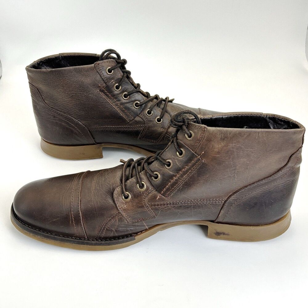 Bull Boxer Brosus Ankle Boots Mens 13 Brown Leather Lace Up Cap Toe Distressed - Picture 5 of 8